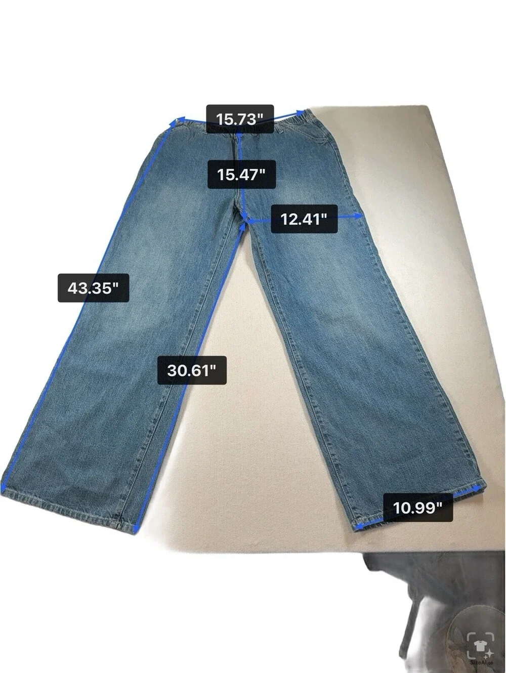 Zara Womens Wide Leg Denim Pullon Jean Pants HIppie Boho Size US 12 Pre Owned